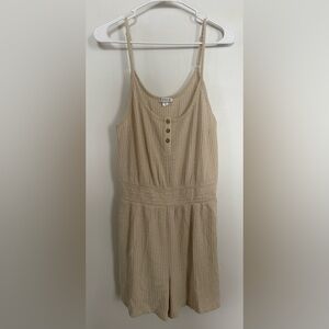 VENUS Beige Button-Front Romper